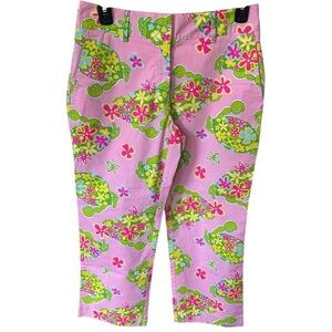 Lilly Pulitzer Pink Floral Capri Pants size 2
